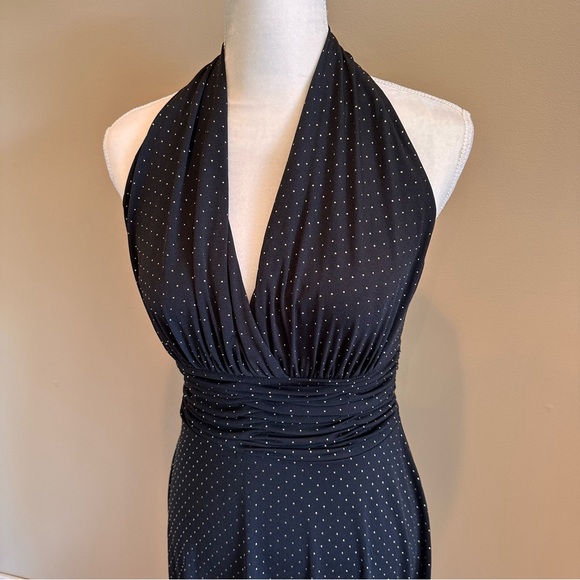 Evan Picone Black and Gold Halter Dress Size 4 - Picture 3 of 10